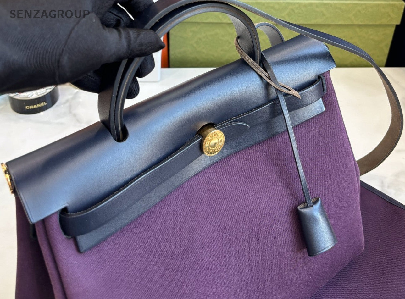 Hermes Herbag31 Purple Black  Top handle Shoulder bag