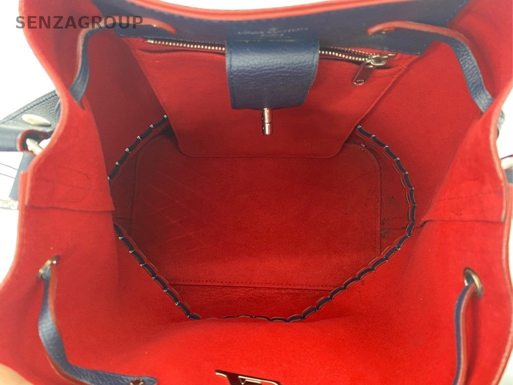 Louis Vuitton Neo Bucket Calfskin Shoulder Bag Blue Red Silver Women Classic