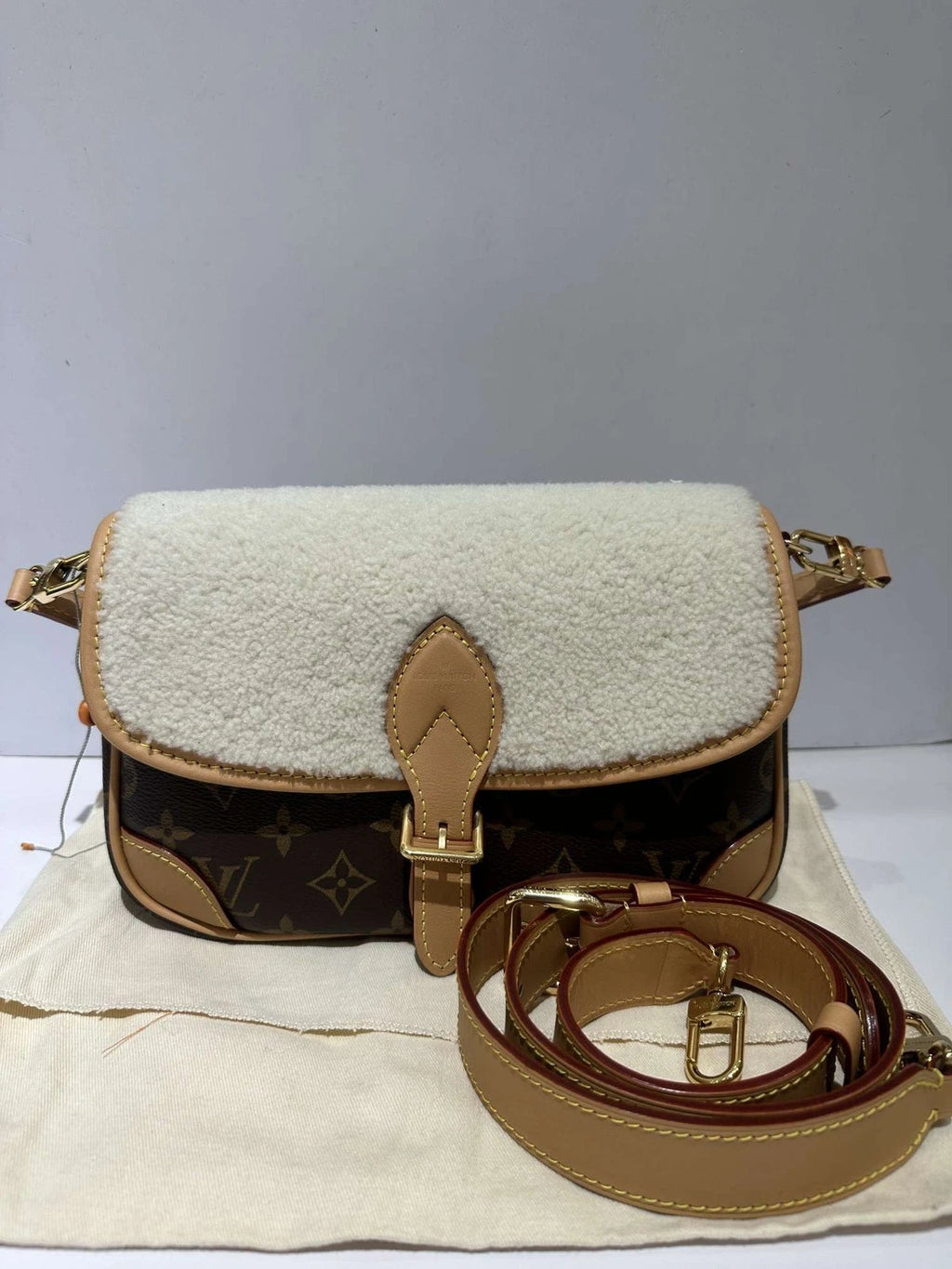 Louis Vuitton Shearling Diane Baguette Shoulder Bag For Women