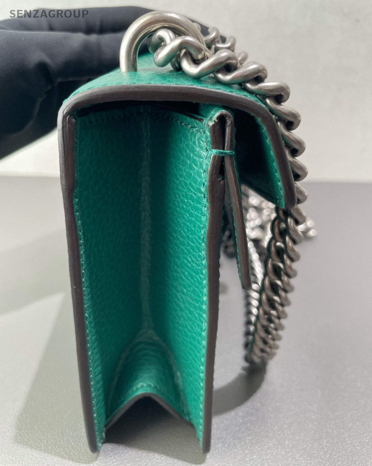 Gucci Dionysus MM Chain Shoulder Bag Crossbody Green Silver Women Classic