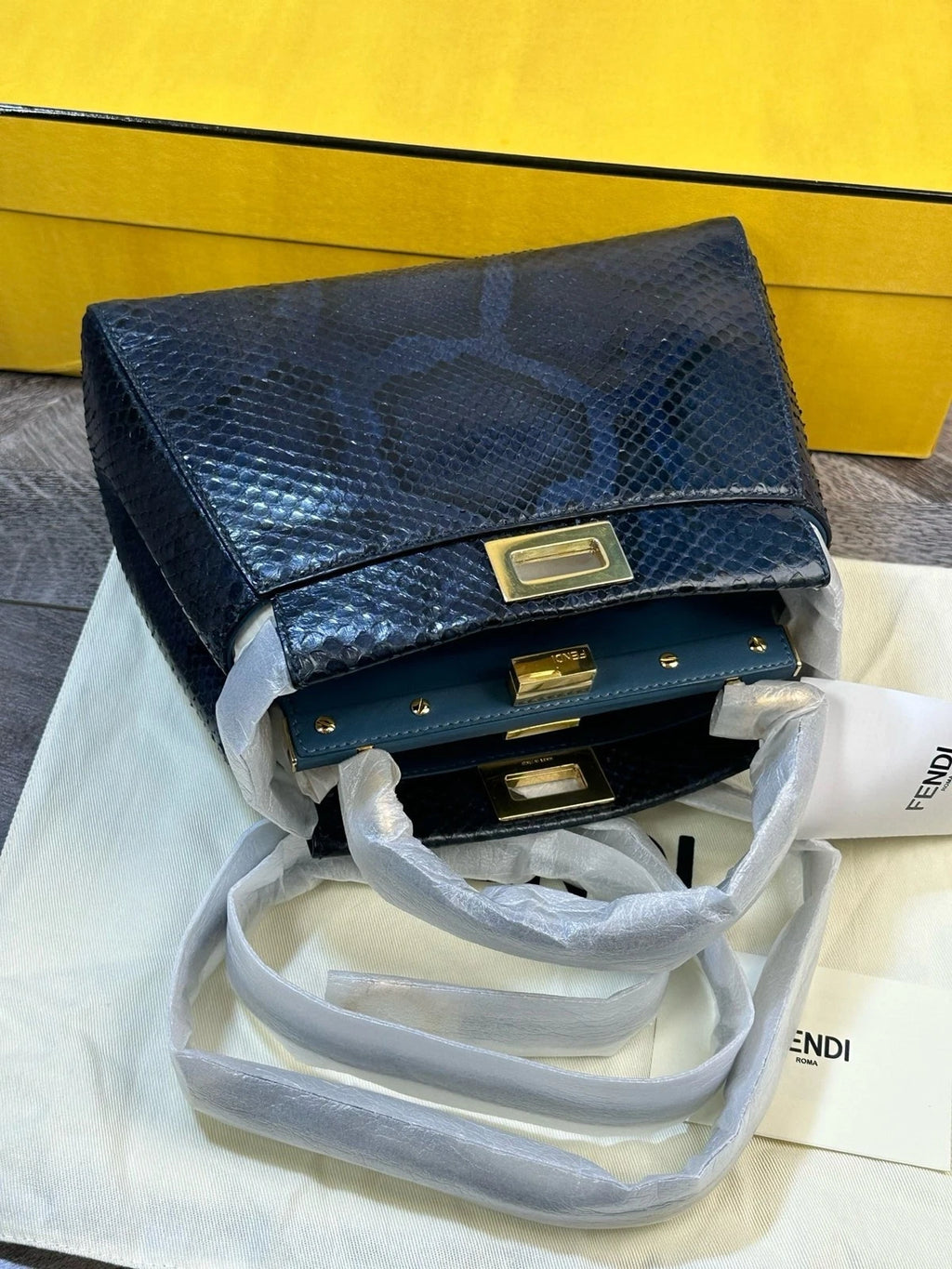 Fendi Mini Peekaboo Navy Handbag Shoulder Crossbody For Women