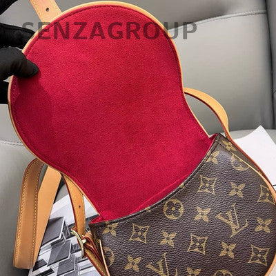 Louis Vuitton Monogram Tambourine Saddle Crossbody Bag Brown Gold