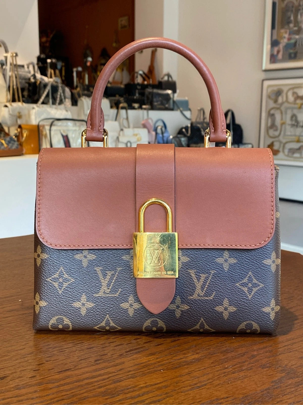 Louis Vuitton Brown Leather Locky BB Top Handle Bag For Women