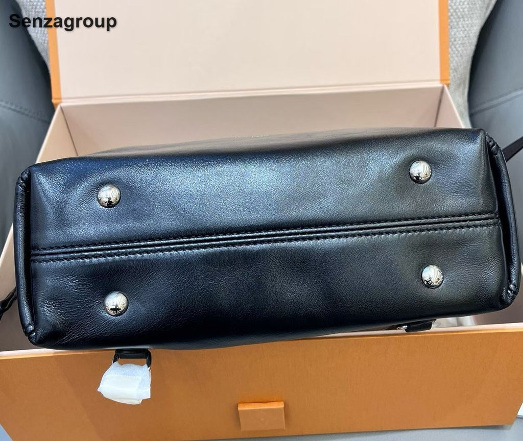 Louis Vuitton Off Duty Vibe Lambskin Backpack Crossbody Black Silver Women