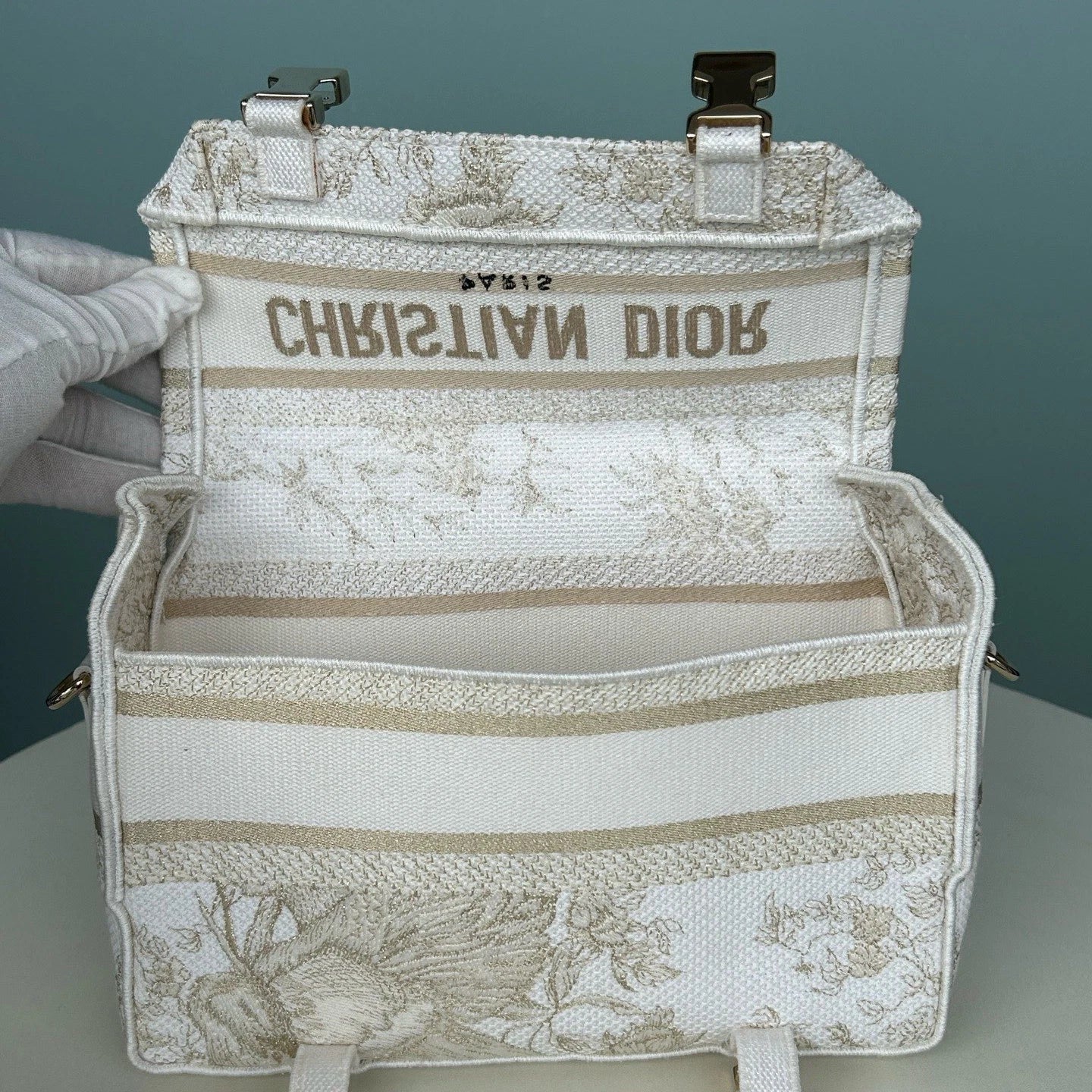 Christian Dior Camp Oblique Shoulder Bag Crossbody White Silver Women Classic