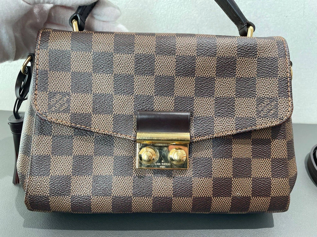 Louis Vuitton Croisette Damier Brown Gold Crossbody Top Handle Excellent
