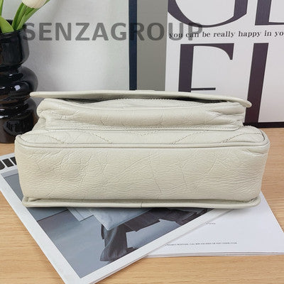 Saint Laurent Niki Chain Shoulder Crossbody Bag Silver White Classic Women