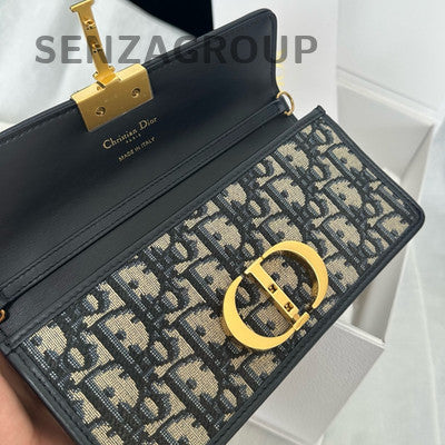 Dior Montaigne Mini Chain Shoulder Bag Black Gold Classic Fashion Women