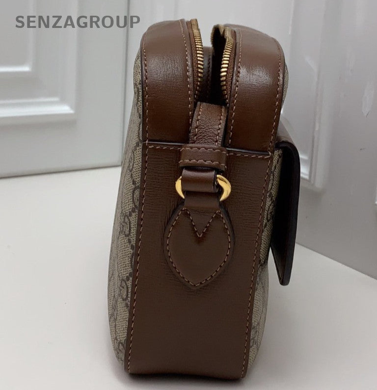 Gucci Horsebit1955 Ophidia Shoulder Bag Crossbody Brown Gold Unisex Adults