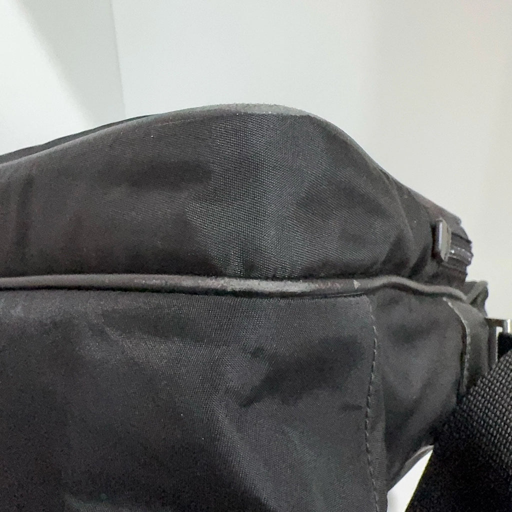 PRADA Black Nylon Double Layer Camera Crossbody Shoulder Bag For Women