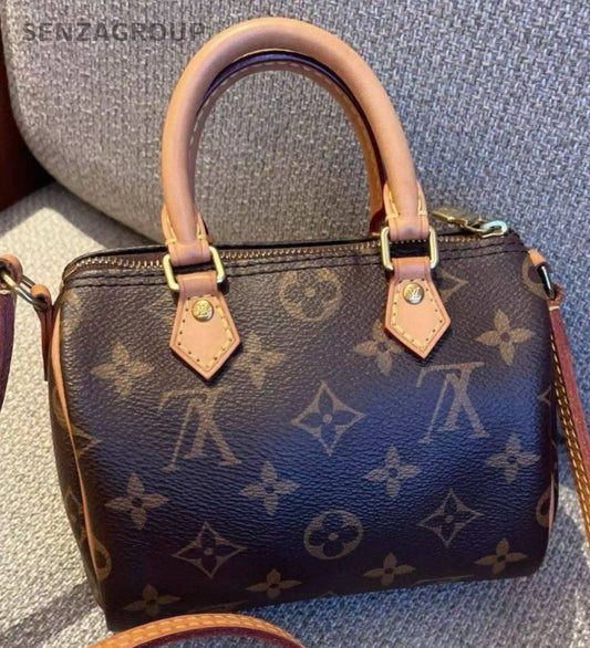 Louis Vuitton Speedy Nano Monogram Top Handle Bag Crossbody Brown Women Classic