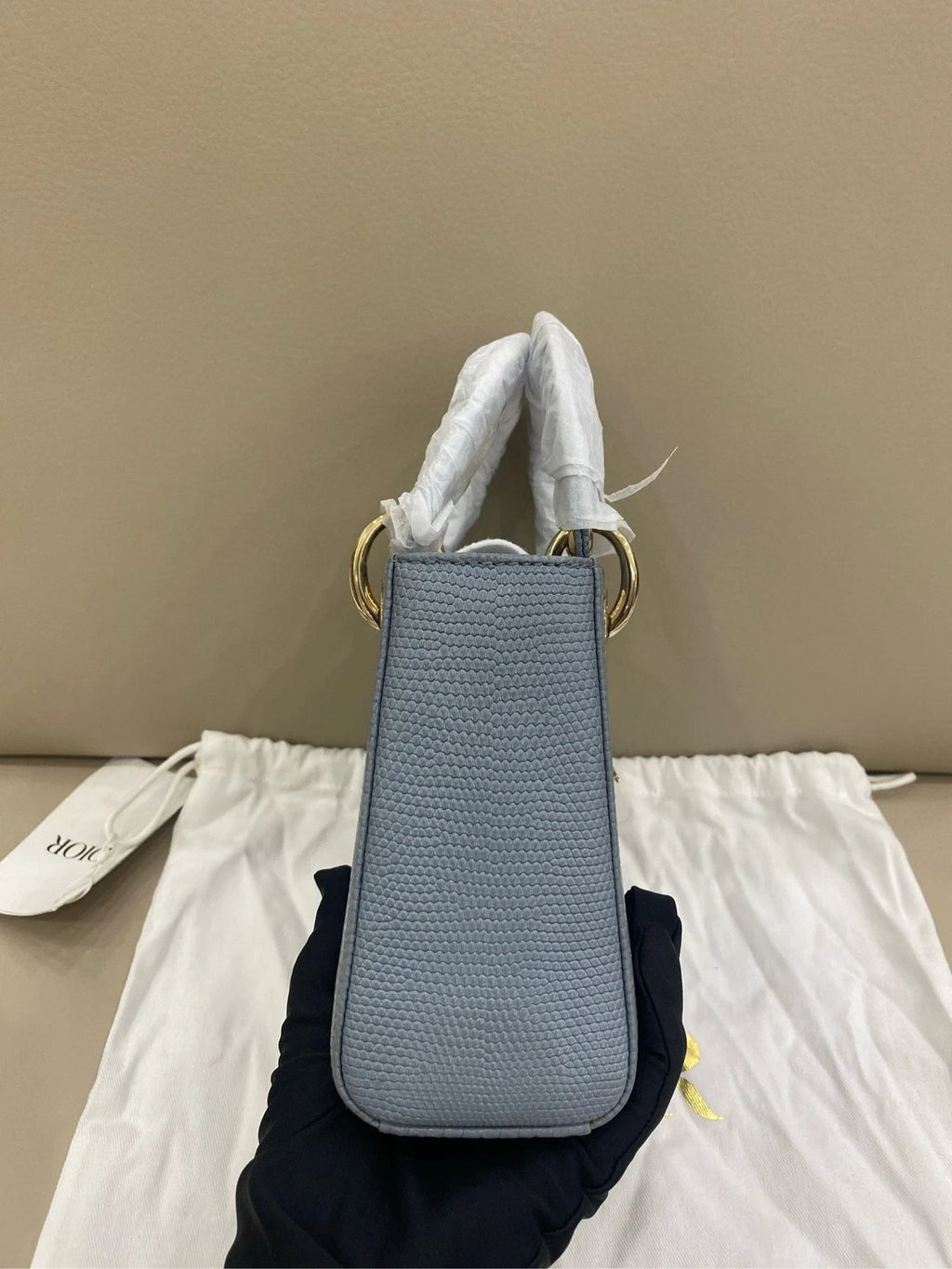 Dior Lady Dior Blue Crossbody Top Handle Excellent