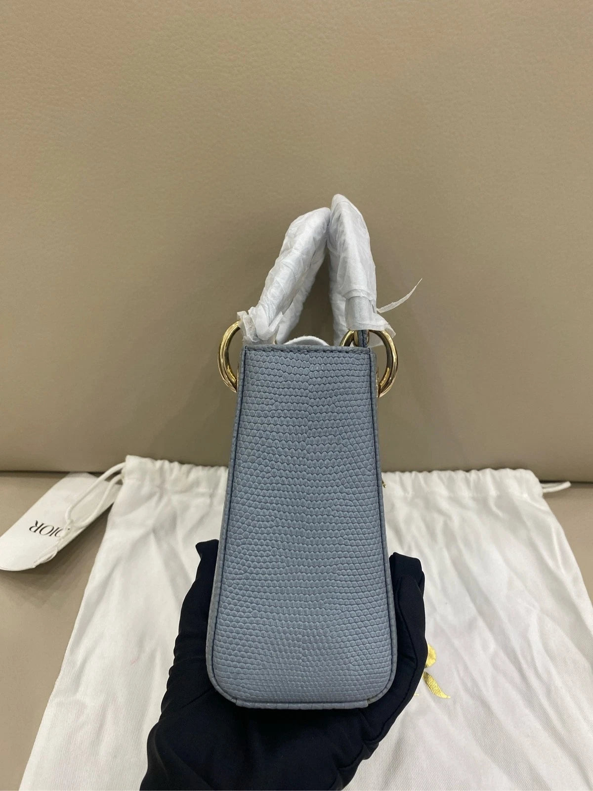 Dior Lady Dior Blue Crossbody Top Handle Excellent
