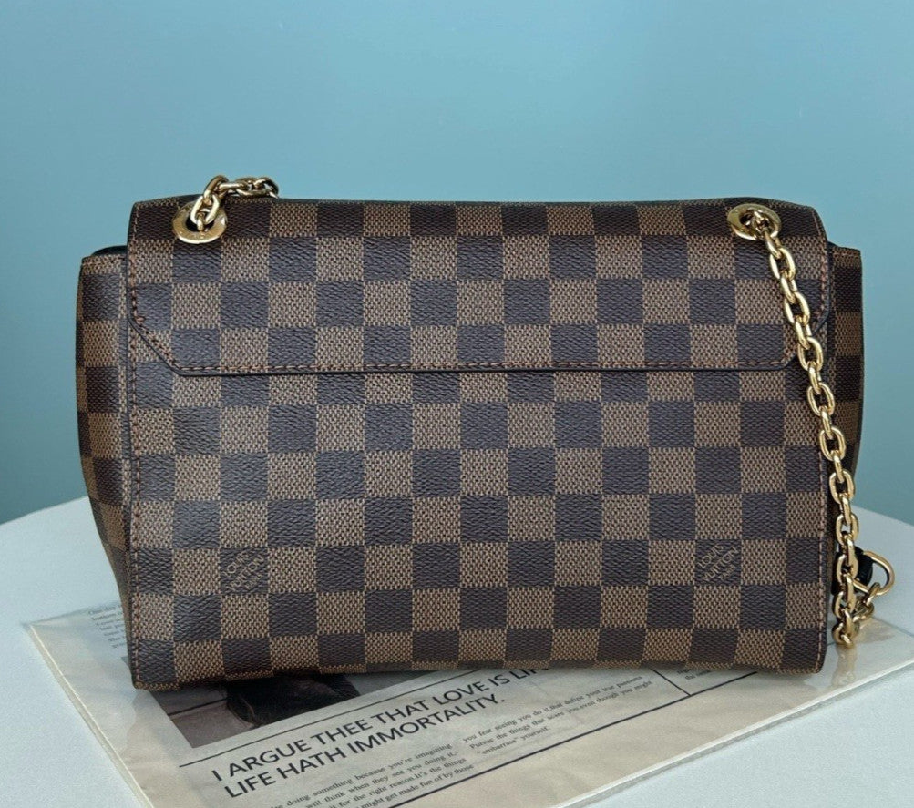 Louis Vuitton Vavin Chain Shoulder Bag Crossbody Brown Damier Ebene Women