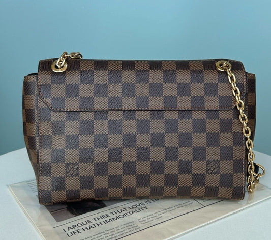 Louis Vuitton Vavin Chain Shoulder Bag Crossbody Brown Damier Ebene Women