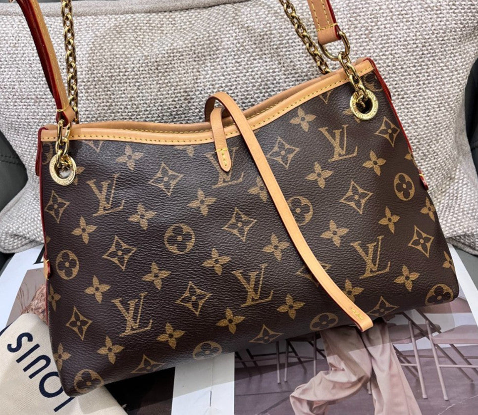 Louis Vuitton Carryall BB Monogram Canvas Chain Shoulder Bag Crossbody Women