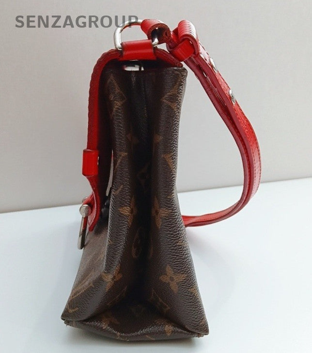 Louis Vuitton Monogram Shoulder Bag Red Brown Silver Women Classic