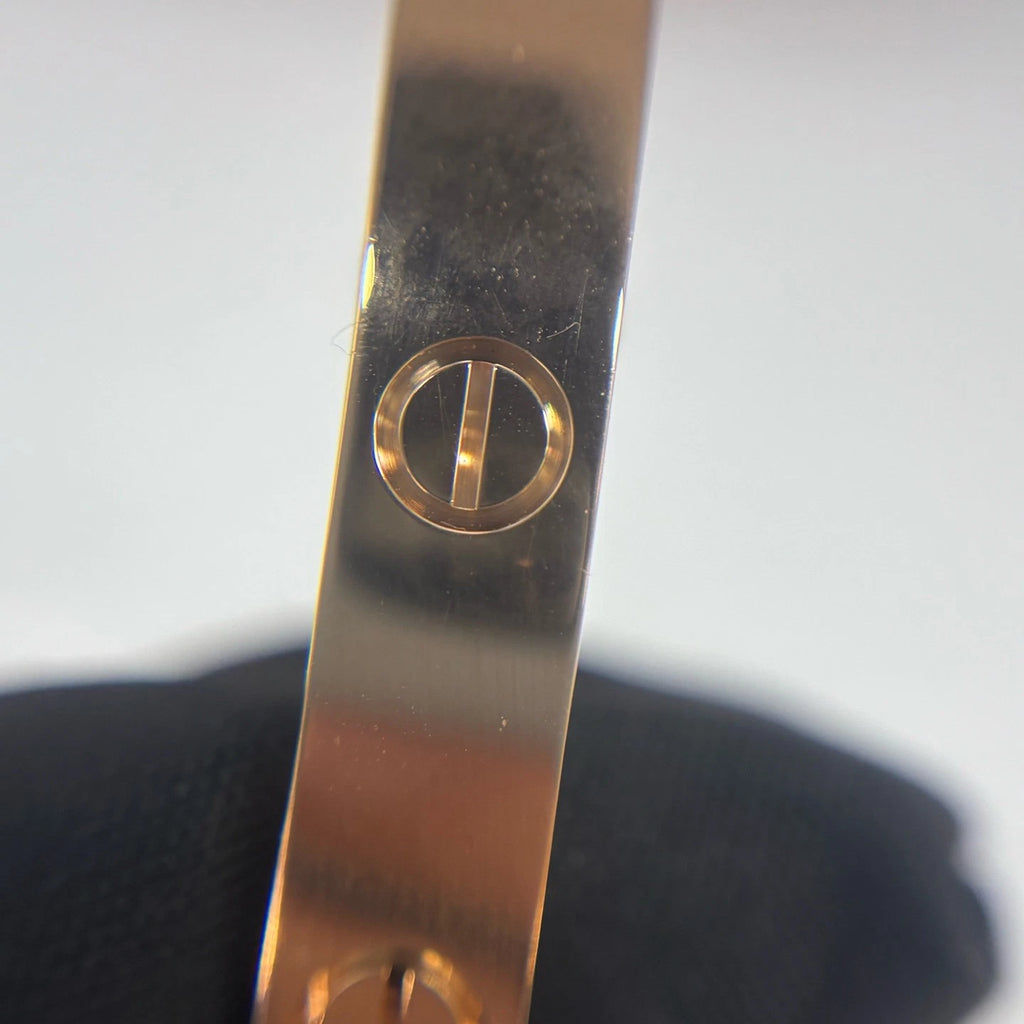 Cartier Love Classic 6.1mm Bangle Bracelet 18k Rose Gold Double Screw Size16