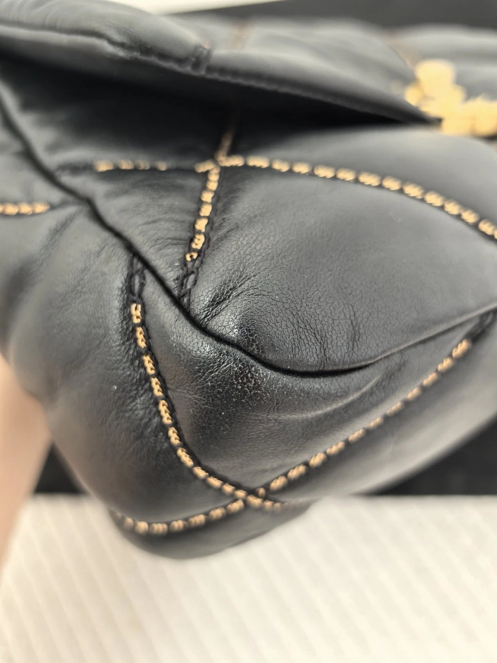 Chanel 19 Bag Crossbody Bag Lambskin Black Gold Diamond Women Classic