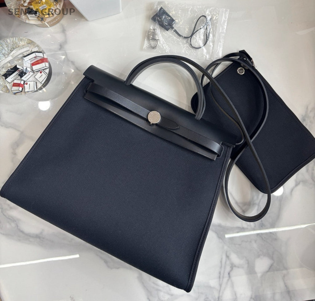 Hermes Herbag31 Top Handle 2way Shoulder Handbag With Pouch Canvas Women