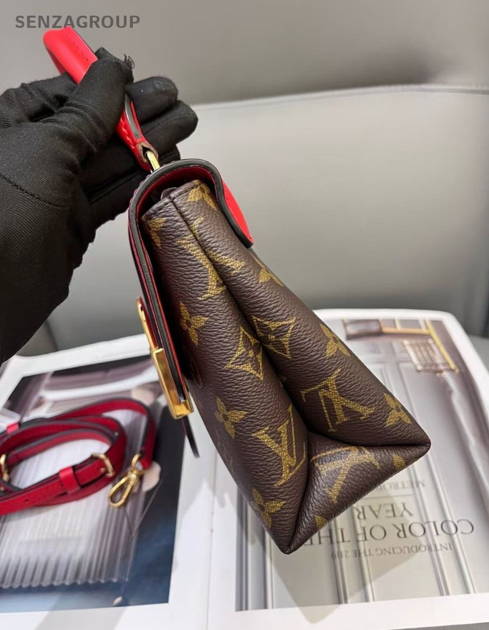 Louis Vuitton Locky BB Monogram Top Handle 2way Shoulder Handbag Women Red