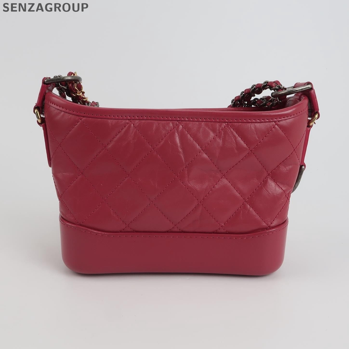 Chanel Gabrielle Hobo Bag Red Gold Quilted Classic Women's Shoulder Bag