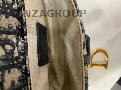 Dior Saddle Bag Small Blue Oblique Canvas Gold Hardware Classic Women