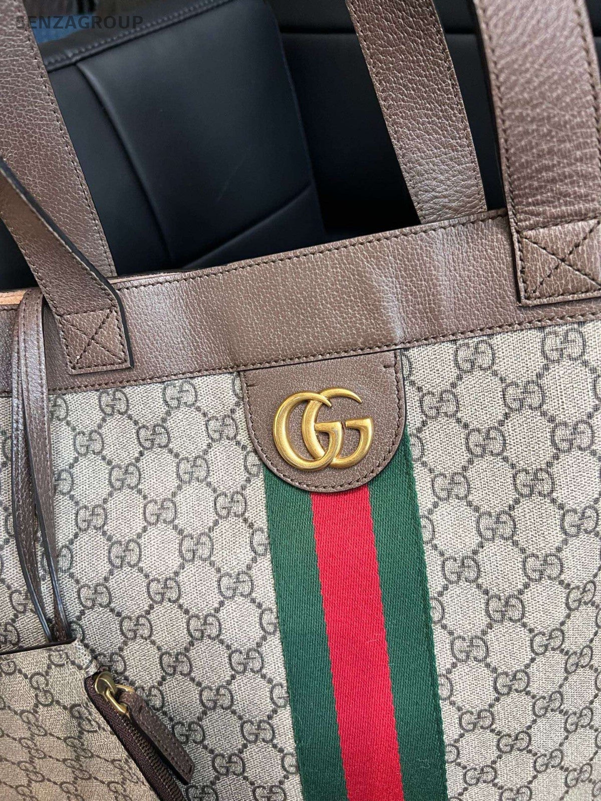 Gucci Ophidia Tote Shoulder Bag Brown Beige Gold Women Classic