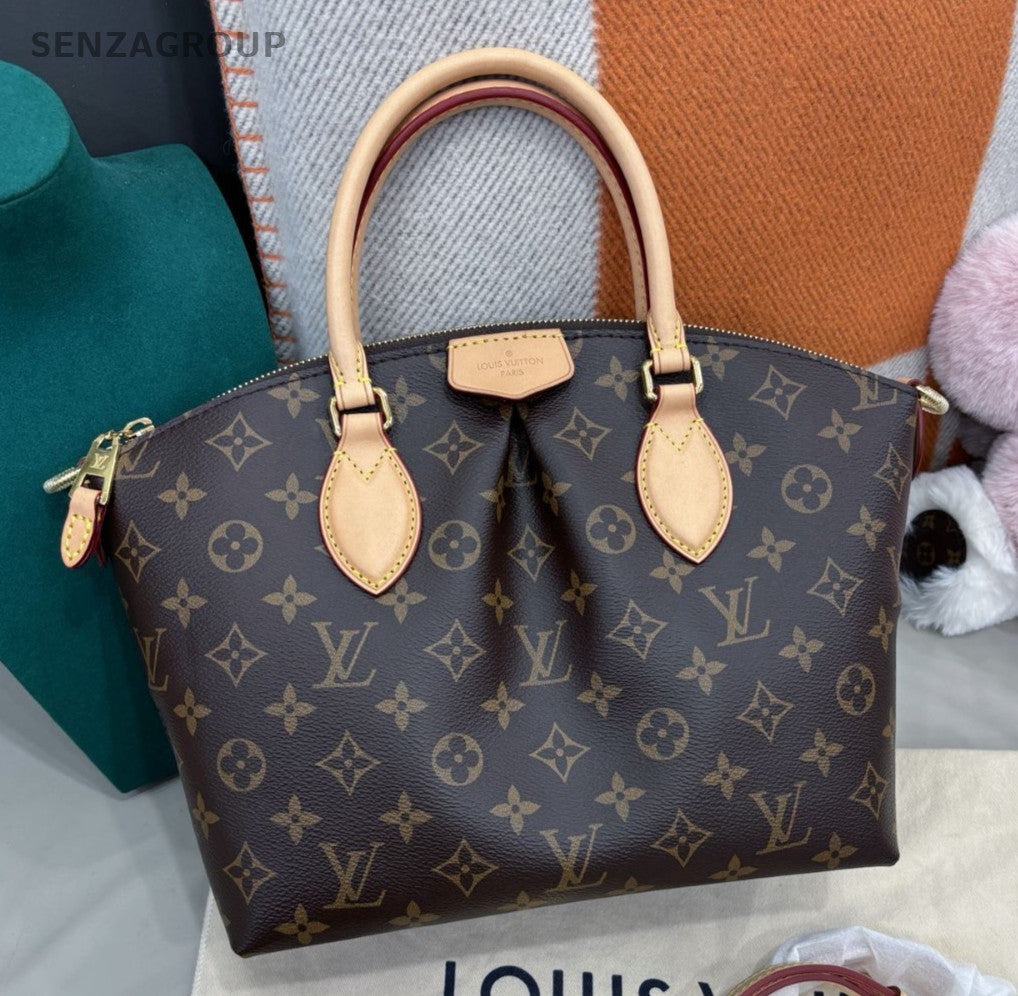 Louis Vuitton Monogram 2Way Top Handle Bag Crossbody Brown Gold Women Classic