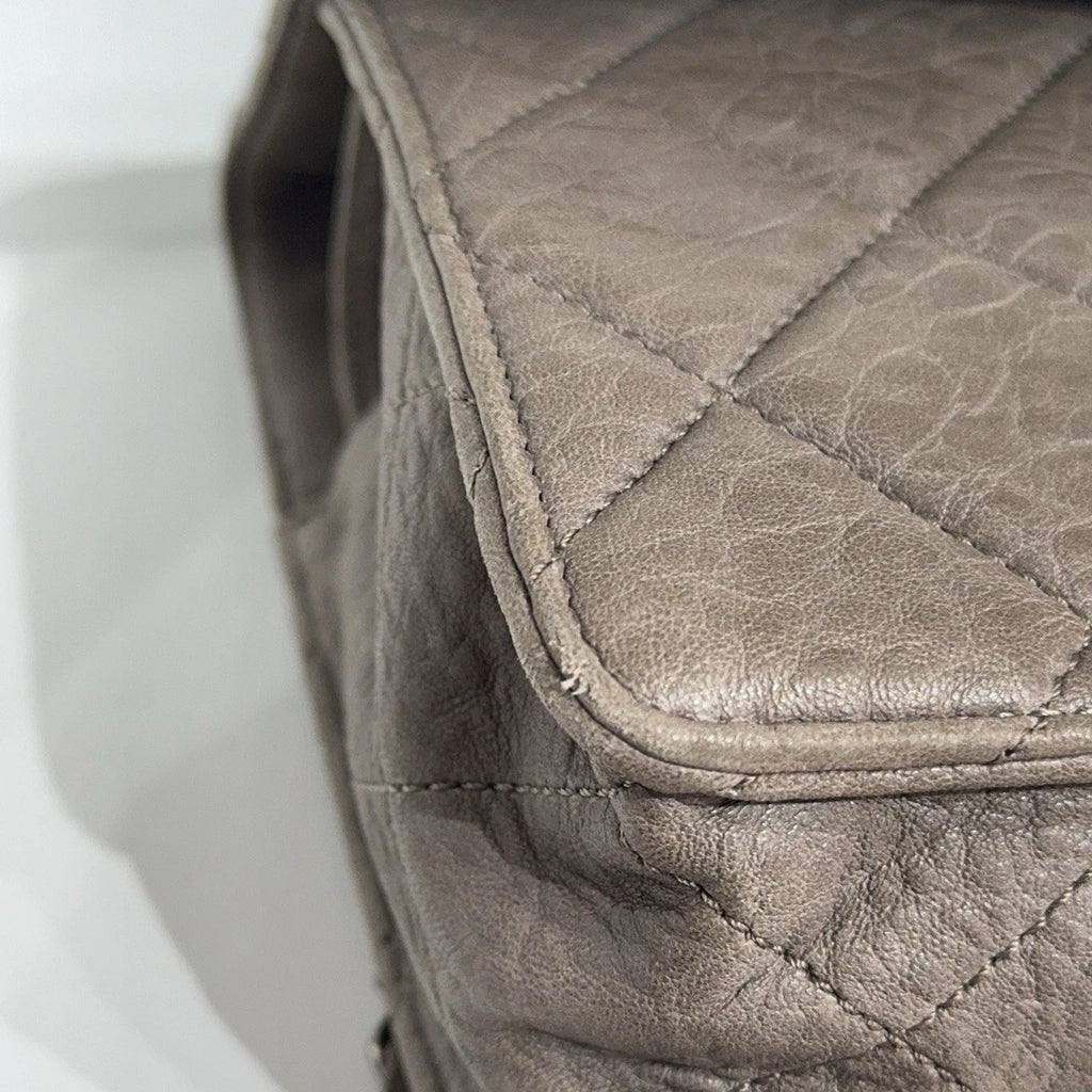 CHANEL Elephant Gray Calfskin Quilted Chain Shoulder Crossbody Bag For Women