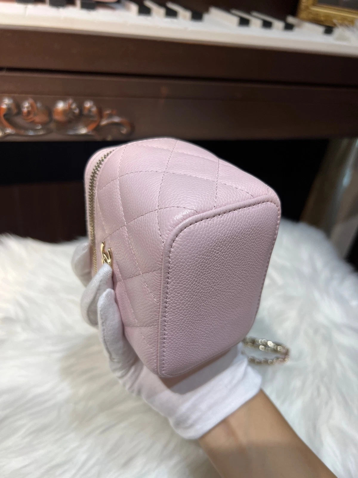 CHANEL Calfskin Sakura Pink Small Box Crossbody Bag For Women