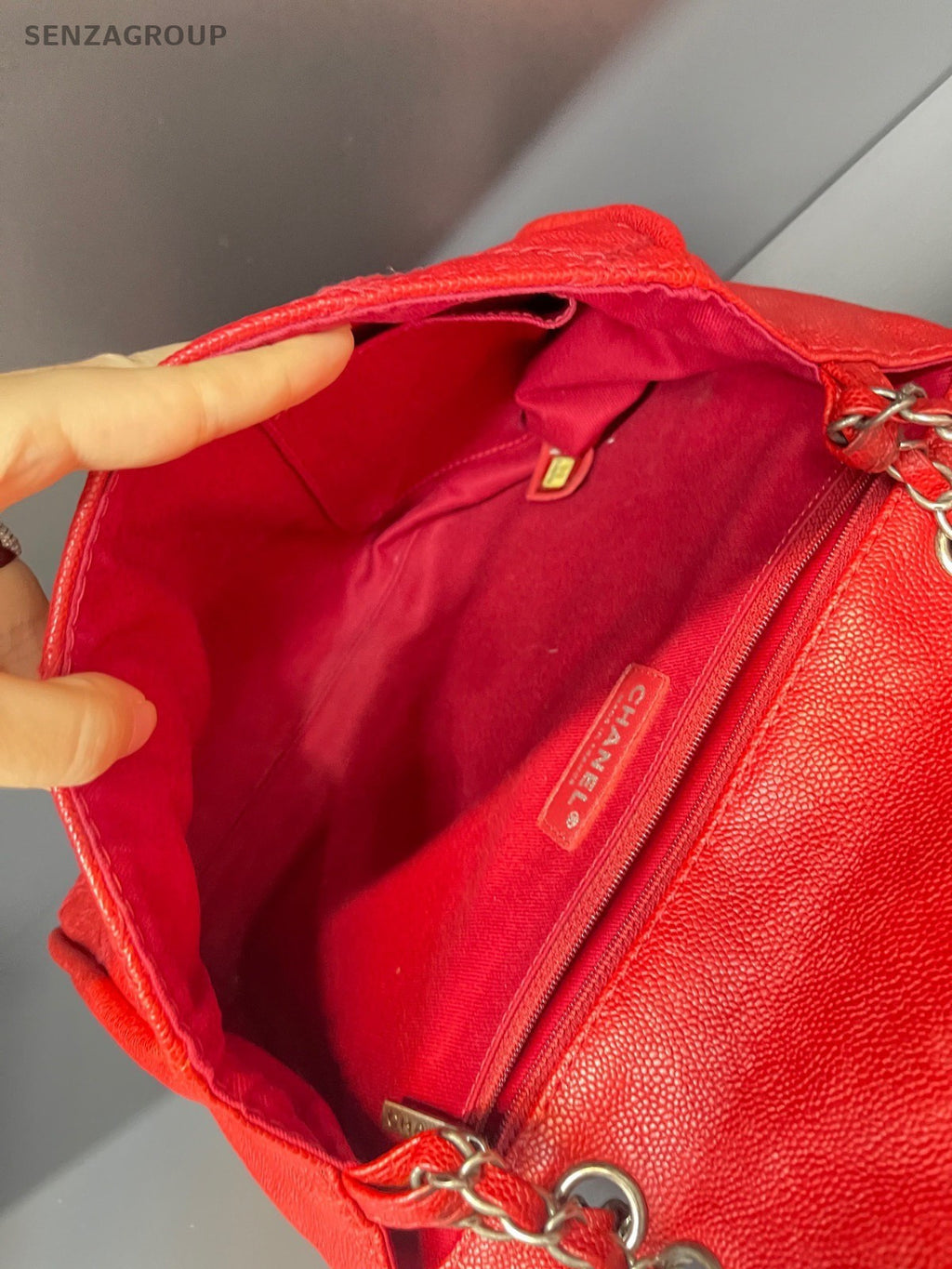 CHAEL Caviar Calfskin Chain Shoulder bag Diamond Pattern Red