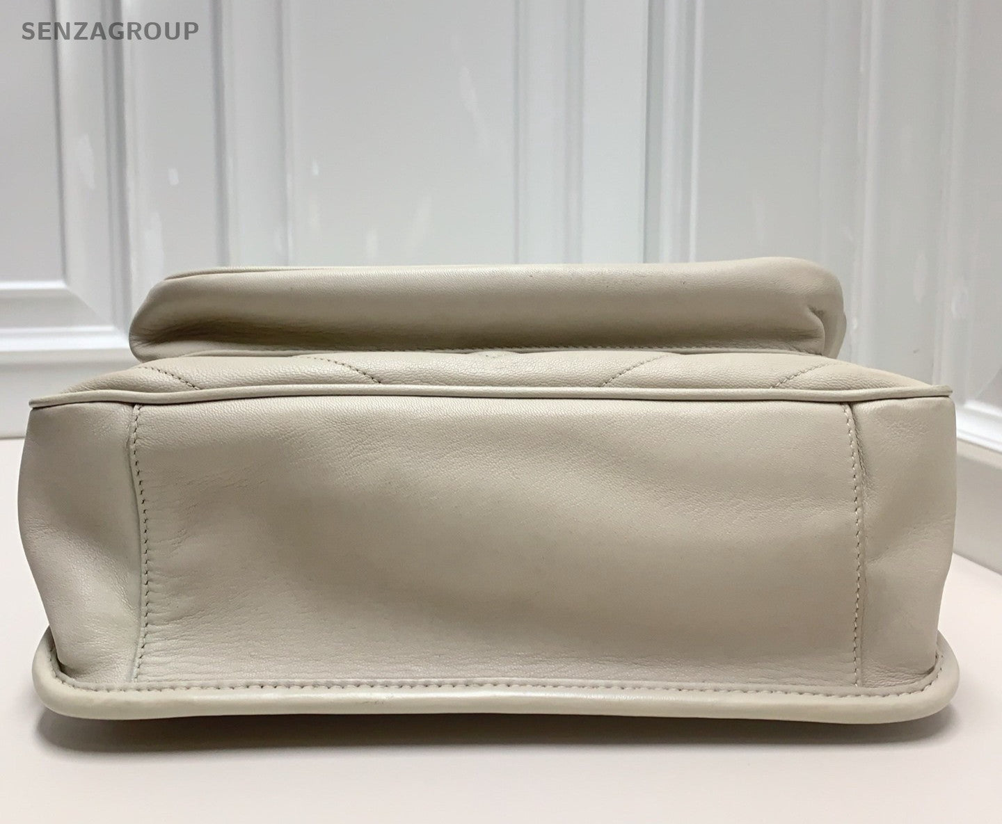Saint Laurent Niki MM Lambskin Chain Shoulder Bag White Gold Women Classic