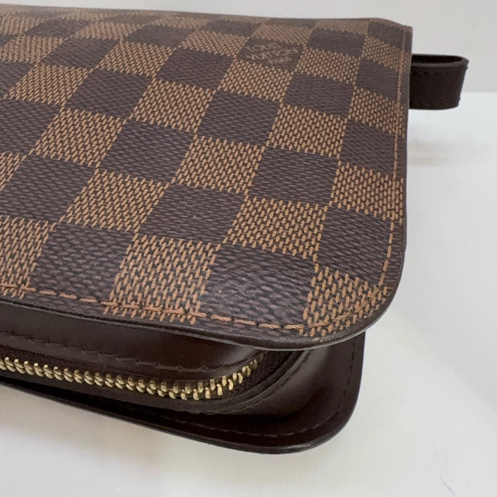 Louis Vuitton Damier Logo Patch Clutch With Extendable Handle For Women
