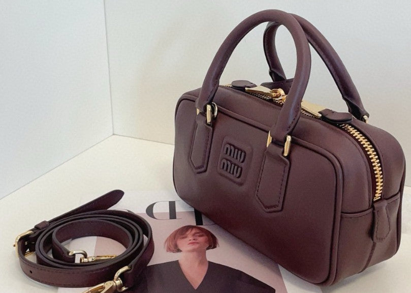 Miu Miu PM Bowling Top Handle Shoulder Crossbody Bag Purple Almost Brand New