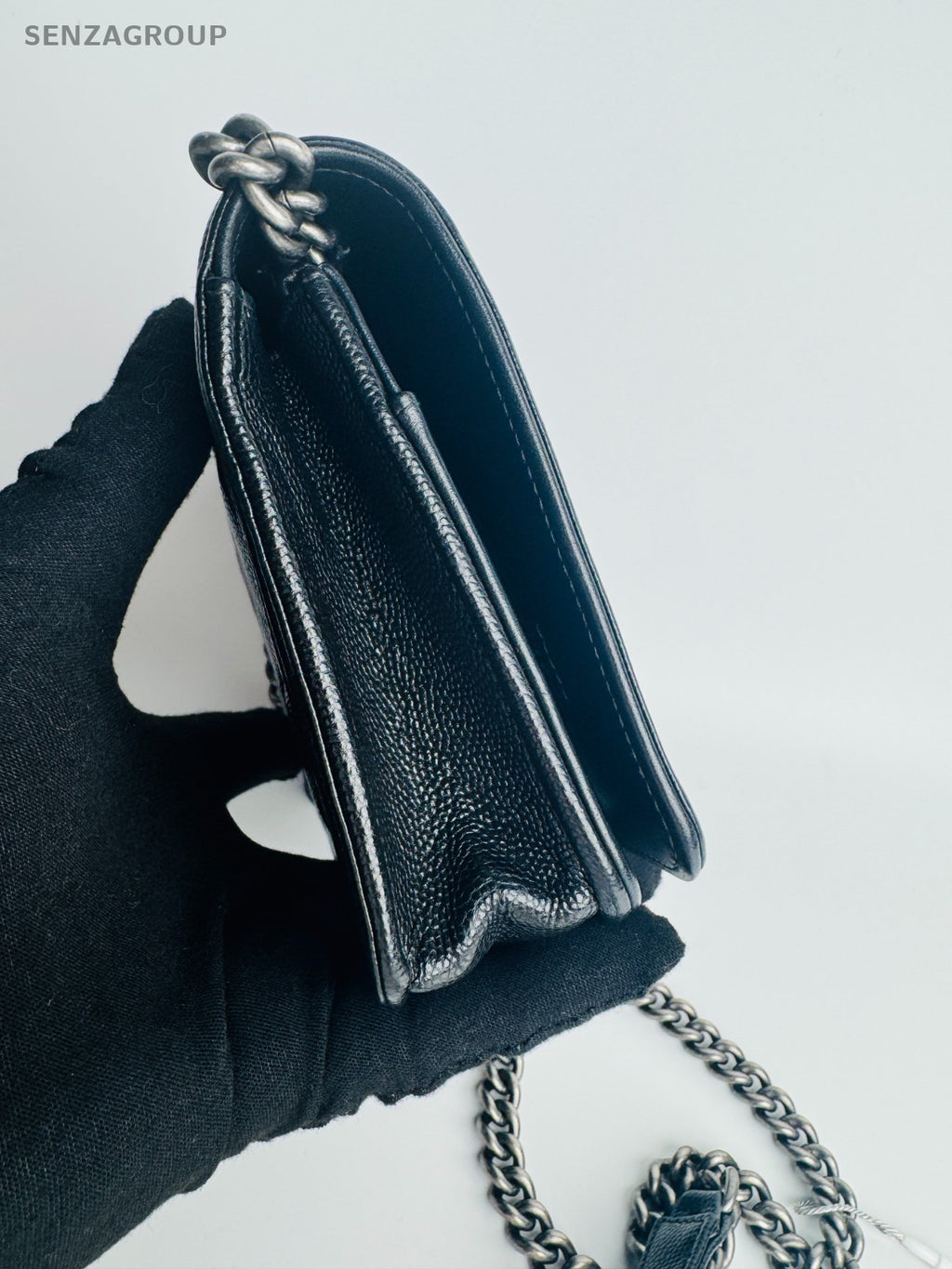 CHANEL Leboy Woc Diamond Pattern Chain Shoulder bag Crossbody Black Silver