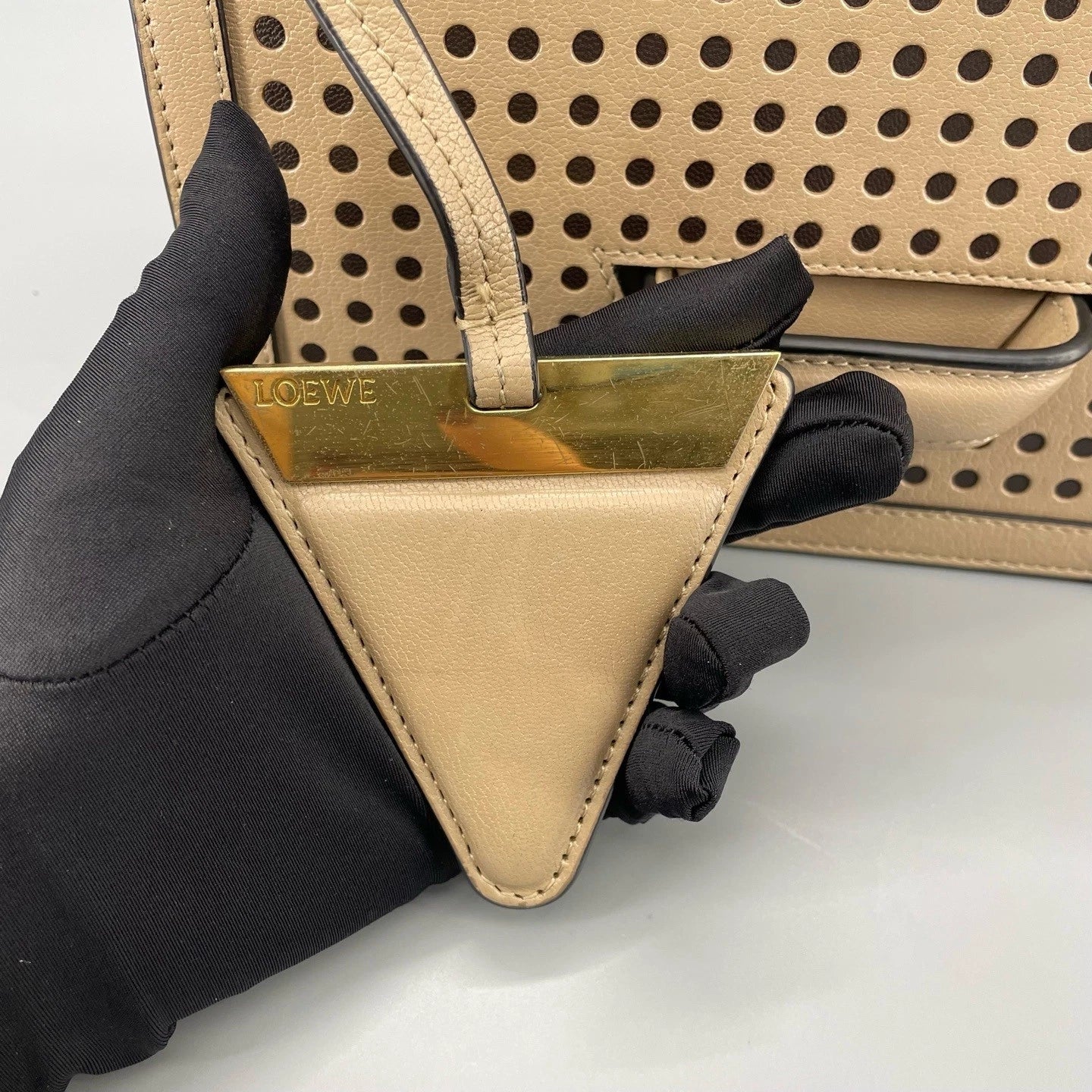 Loewe Medium Cutout Barcelona Beige Shoulder Bag For Women