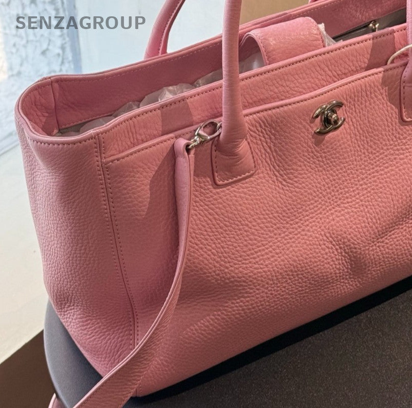 Chanel Cerf MM Tote Shoulder Bag Pink Silver Women Classic Designer