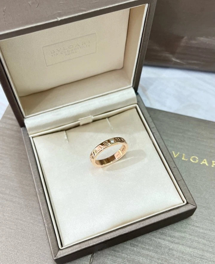 Bvlgari B.zero1 1pd Diamond Ring 18k Pink Rose Gold Eu63/us10.25 Excellent