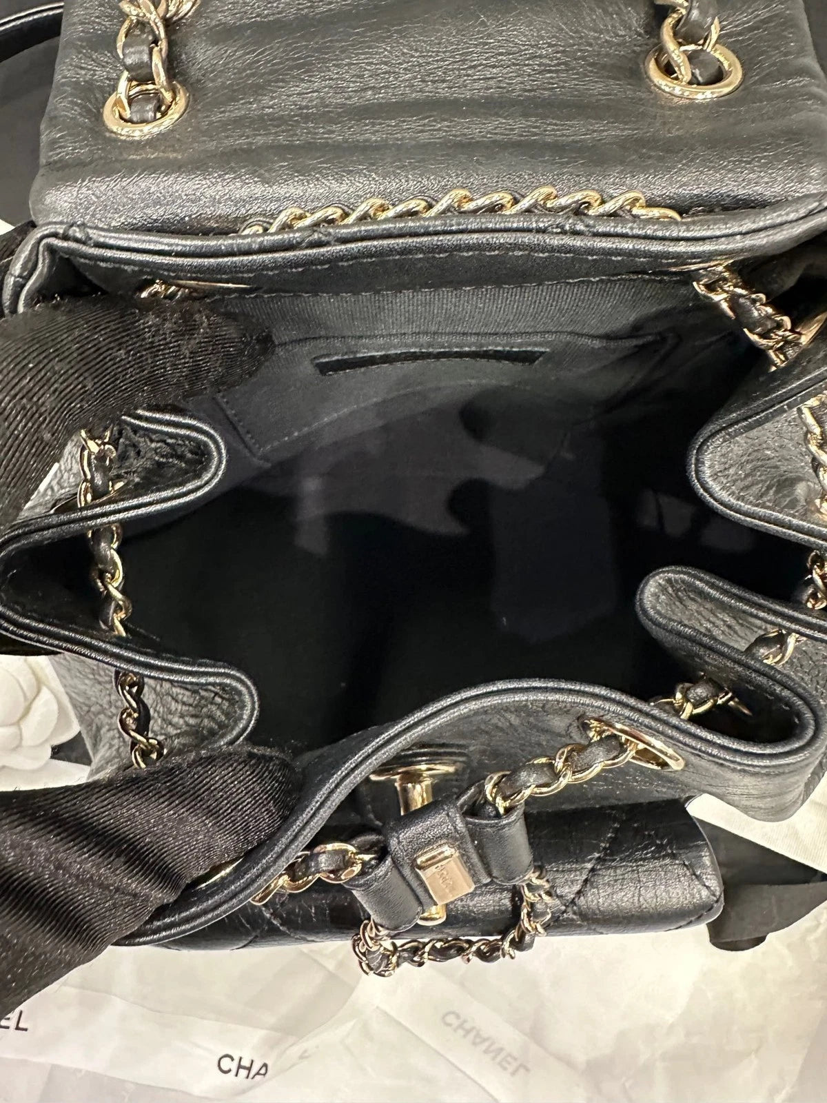 CHANEL Duma Small Black Waxed Leather Backpack For Women