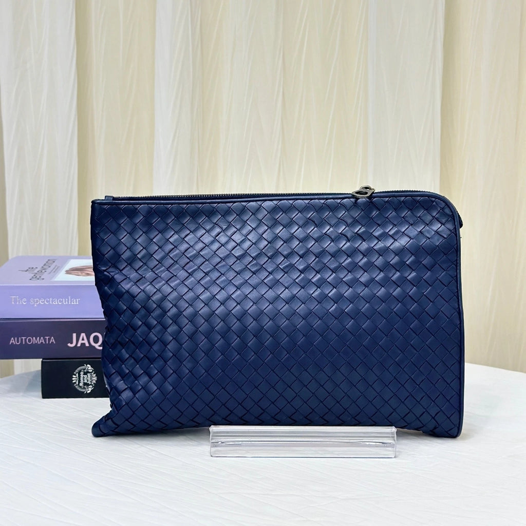 Bottega Veneta Navy Leather Clutch Briefcase For Women