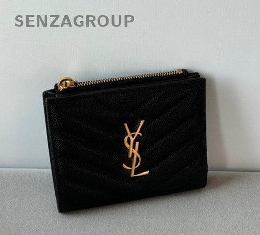 YSL Saint Laurent Caviar Calfskin Short Purse Clutch Black Almost Brand New