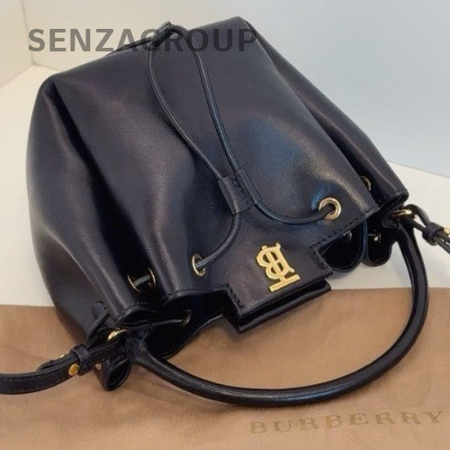 Burberry Classic Logo Bucket mini Top Handle Crossbody bag Black Gold Women