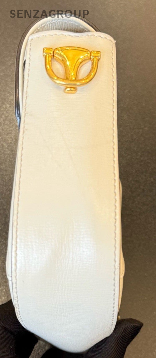 Gucci Saddle Mini Shoulder Bag Crossbody White Gold Women Classic Designer