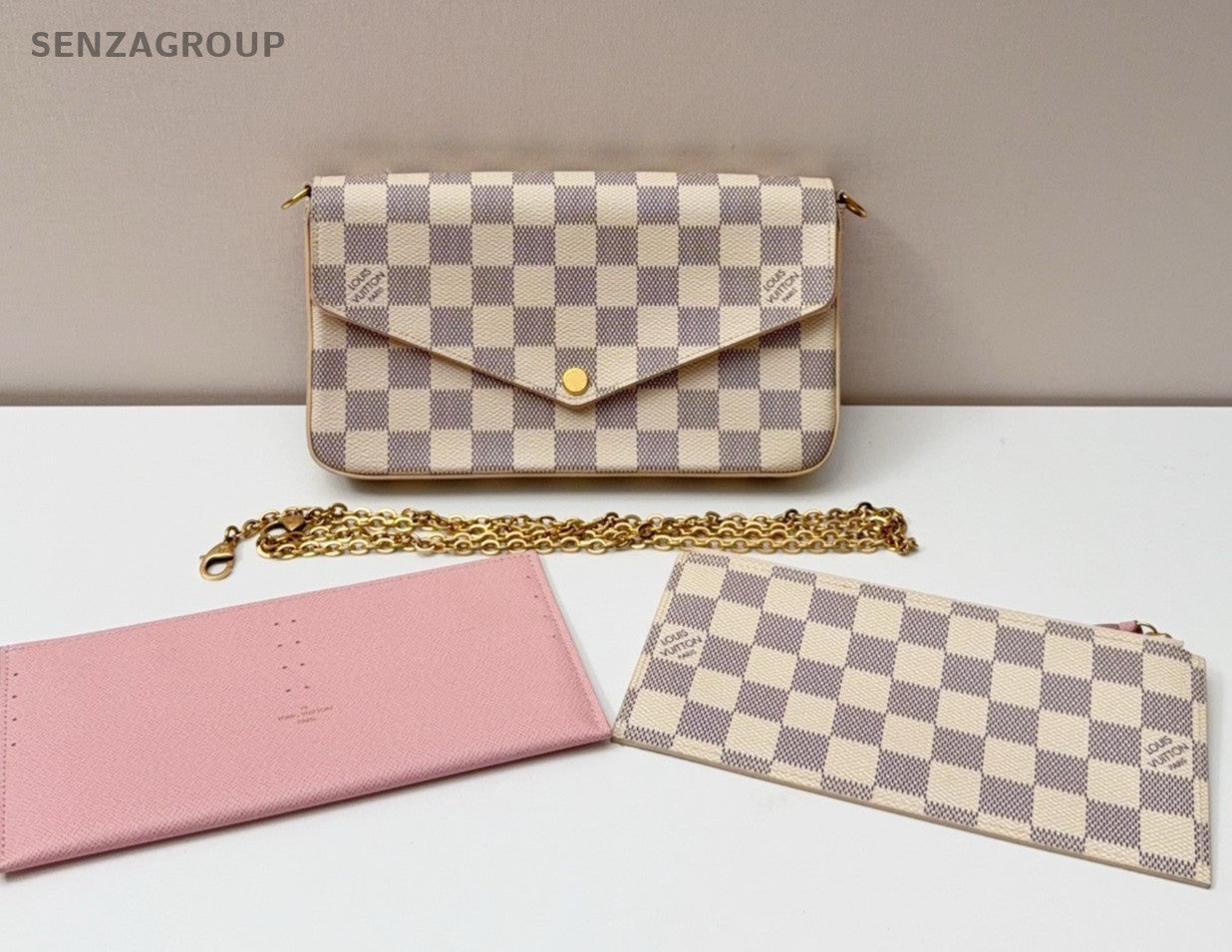Louis Vuitton Félicie Pochette Damier Ebene Chain Shoulder bag Crossbody Women