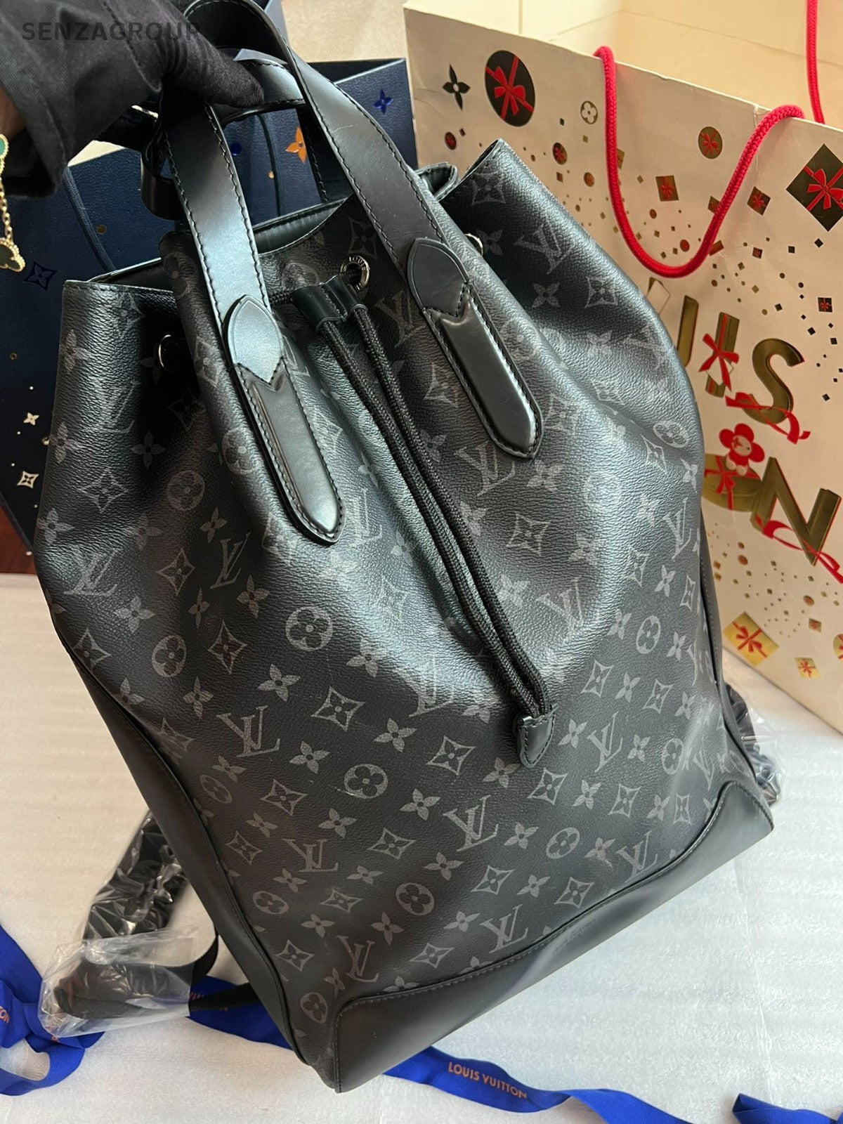 Louis Vuitton Explorer Backpack Black Monogram Drawstring Shoulder bag
