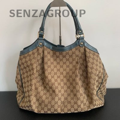 Gucci GG Canvas Blue Tote Shoulder Bag Women's Classic