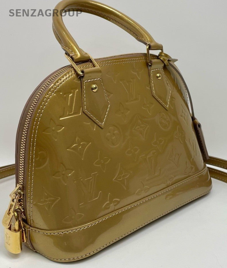 Louis Vuitton Alma Top Handle Shoulder Crossbody Bag Gold Yellow Women