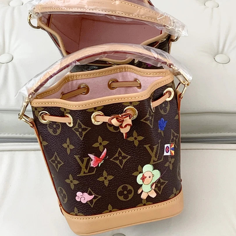 Louis Vuitton Bucket BB Monogram Top Handle Crossbody Bag Brown Women S