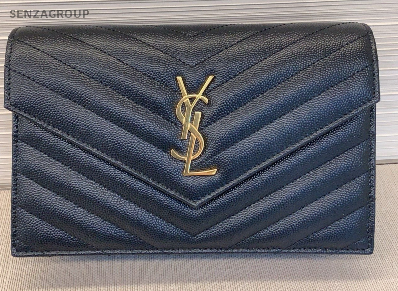 Saint Laurent Chain Shoulder Bag Crossbody Black Gold Used Women Classic